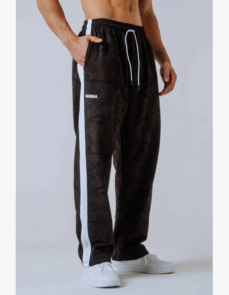 NEBBIA Relaxed fit tepláky POWER camo tmavé