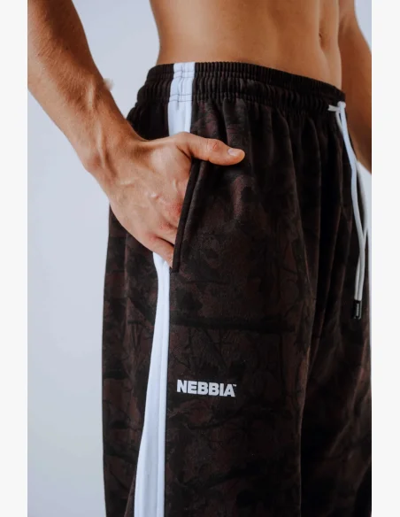 NEBBIA Relaxed fit tepláky POWER camo tmavé