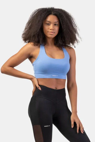 NEBBIA Športové slim-fit crop tielko modrá