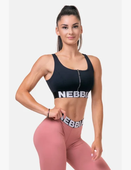 NEBBIA Smart Zip športová podprsenka čierna