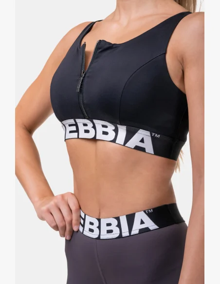 NEBBIA Smart Zip športová podprsenka čierna