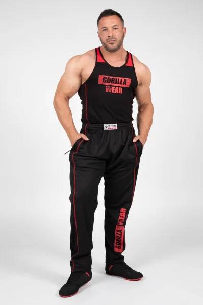 Gorilla Wear pánske tepláky Wallace Mesh – čierna/červená