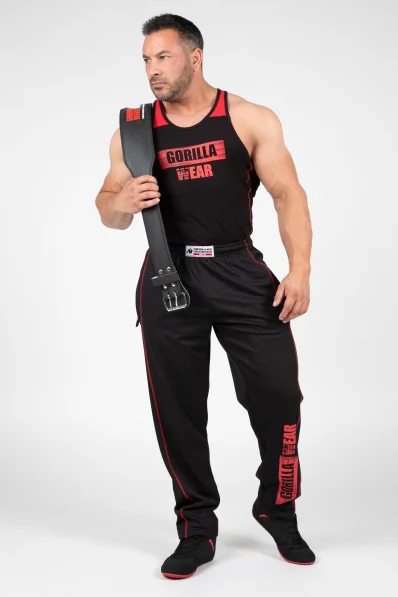 Gorilla Wear pánske tepláky Wallace Mesh – čierna/červená 2