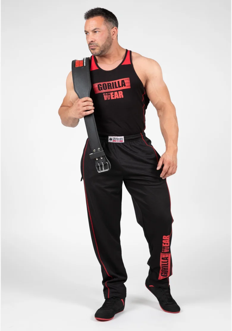 Gorilla Wear pánske tepláky Wallace Mesh – čierna/červená