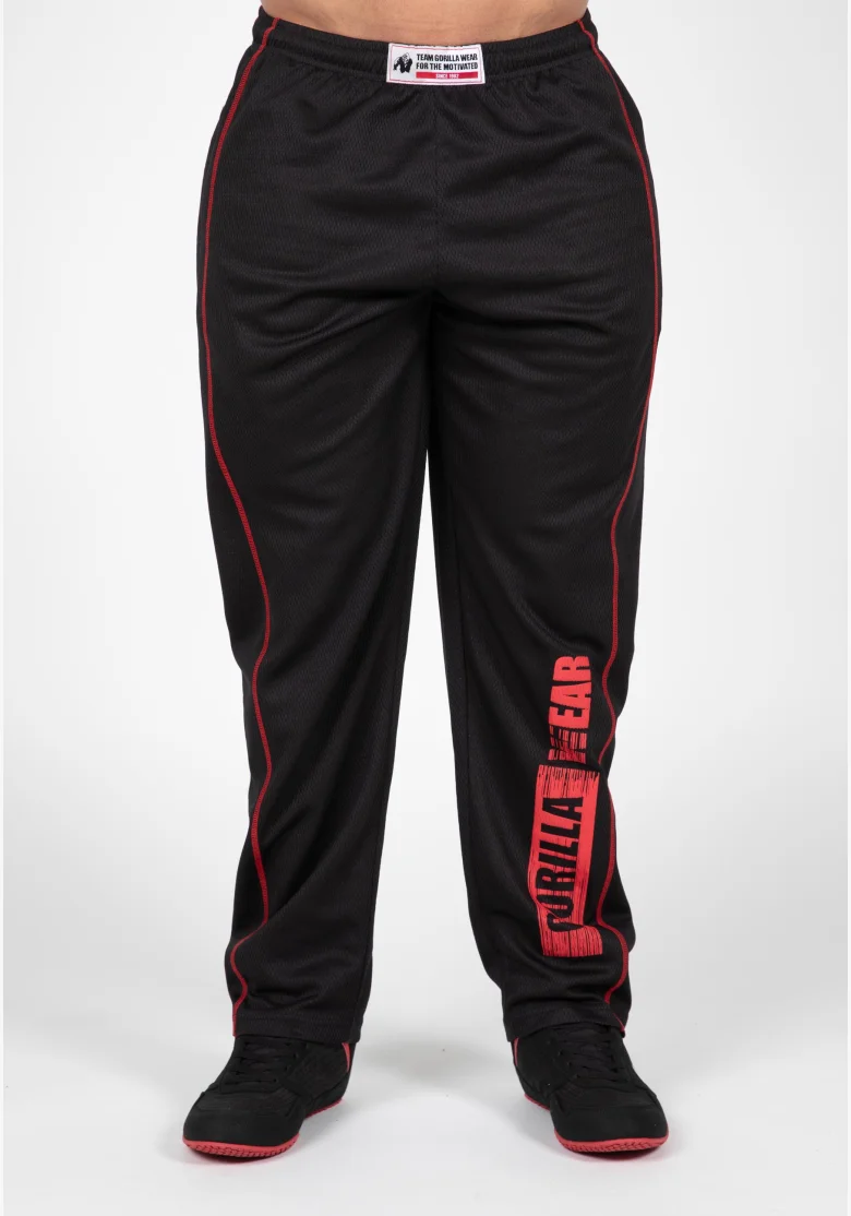 Gorilla Wear pánske tepláky Wallace Mesh – čierna/červená