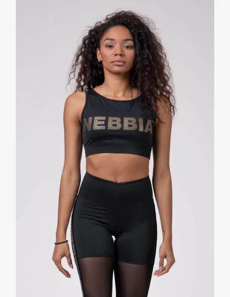 NEBBIA Gold Mesh mini top čierna