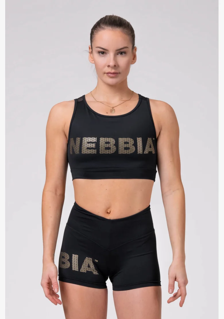 NEBBIA Gold Mesh mini top čierna