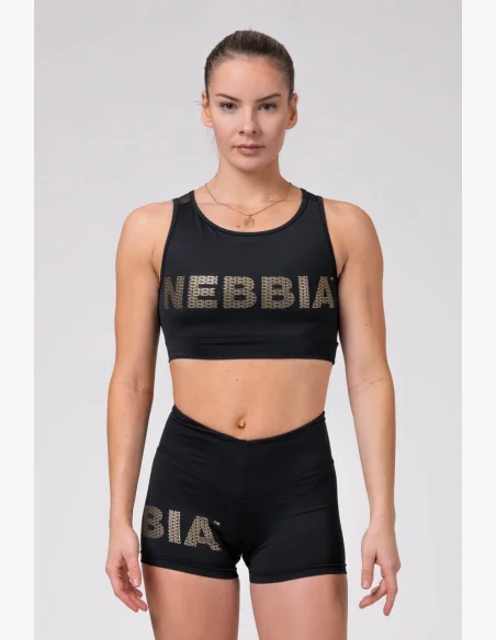NEBBIA Gold Mesh mini top čierna