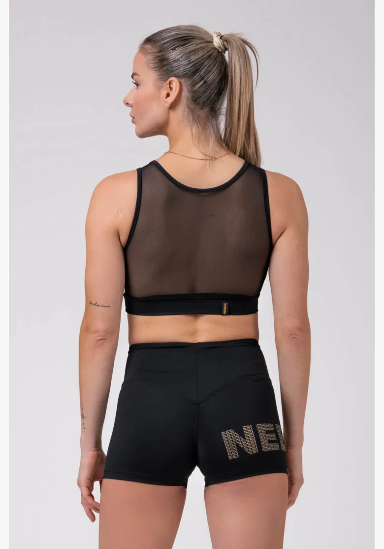 NEBBIA Gold Mesh mini top čierna