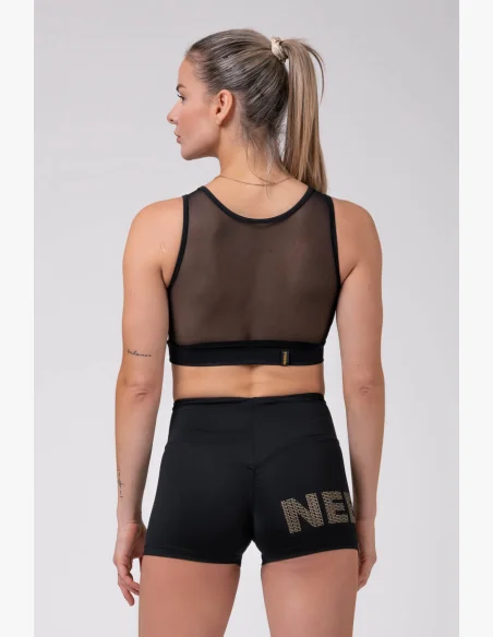 NEBBIA Gold Mesh mini top čierna
