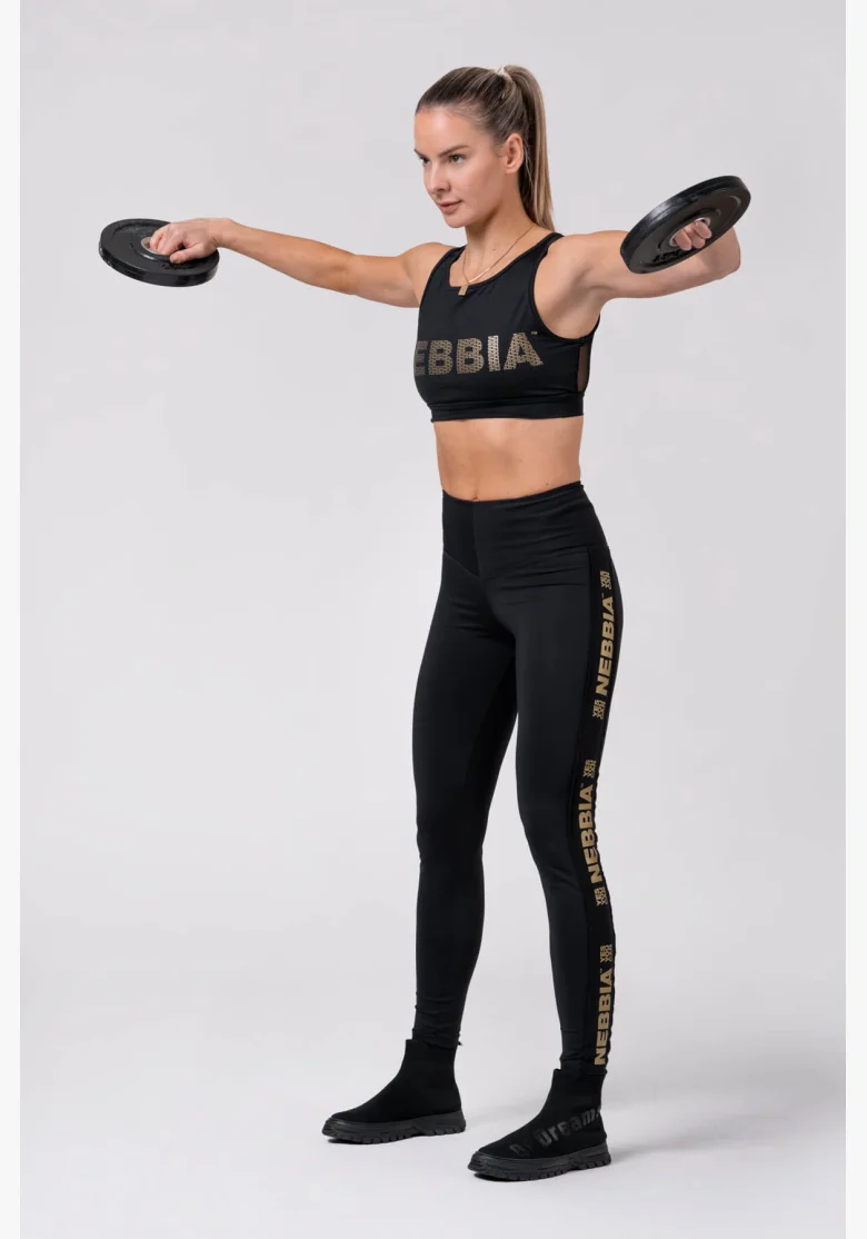 NEBBIA Gold Mesh mini top čierna